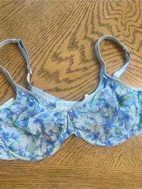 Cacique bra 44c Light Blue Floral sheer Underwire